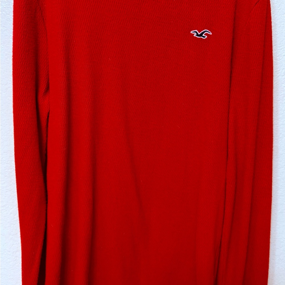Hollister Bright Red Knit Sweater / Henley extra long